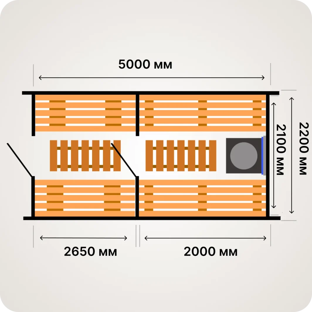 Quadro Sauna 5m skizze