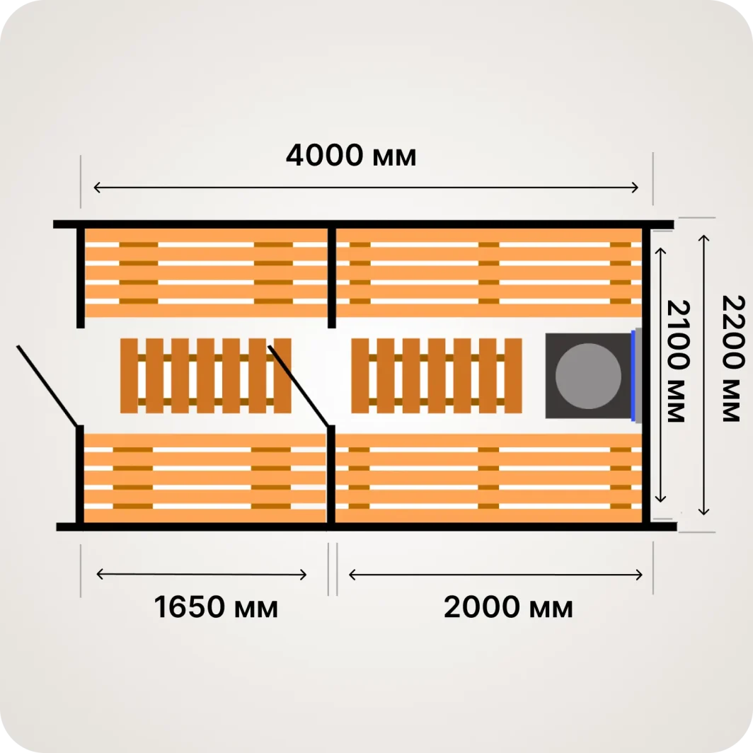 Quadro Fasssauna 4 meter skizze